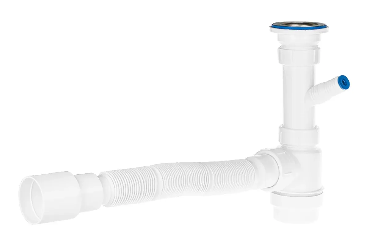 Сифон для умывальника 40x40 с гофрой 32/40/50 с отводом под с.м. MasterProf ИС.110678